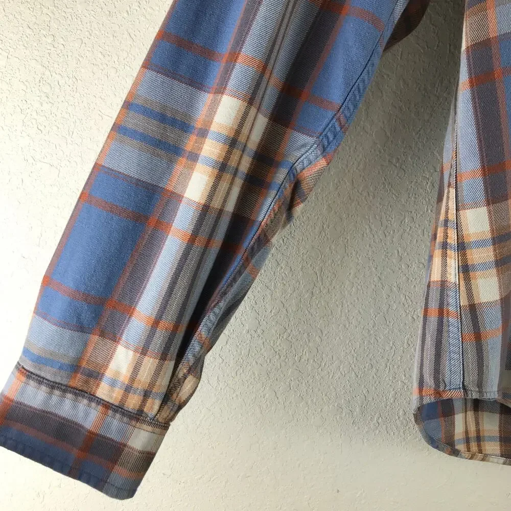 J. Crew Men's 100% Cotton Plaid Flannel Button Front Long Sleeve Size XL Tall
